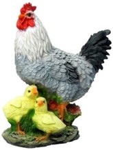 Садовая фигурка, Курица с цыплятами большая Н 42 см