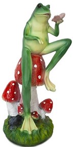 Садовая фигурка, Лягушка на трех грибах Н 26 см L 21 см