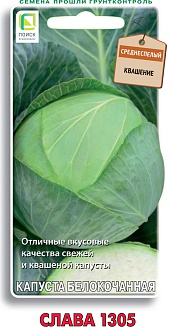 Семена овощей, Капуста Слава 1305 белокочанная, 0,5гр, ПОИСК