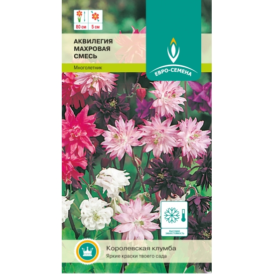 Семена цветов, Аквилегия Махровая смесь многолетник, 0,1 гр, ЕВРО-СЕМЕНА