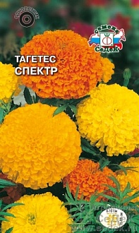 Семена цветов, Бархатцы или тагетес Спектр прямостоячий, смесь цветов Евро, 0,2 гр, 5 Седек