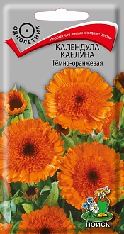 Семена цветов, Календула каблуна Тёмно-оранжевая, 1гр, ПОИСК