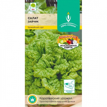 Салат Зайчик листовой цветной пакет 1 гр, среднеспелый, волнистый, массой до 450 гр Евро-семена